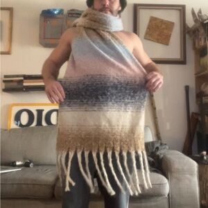 Multicolor Gradient Scarf with Fringe